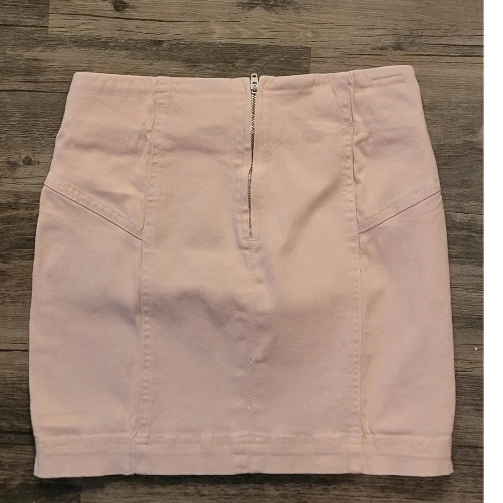 Chelsea &‎ Violet Girls Pink Denim Mini Skirt Size L Zip Back Cotton Blend